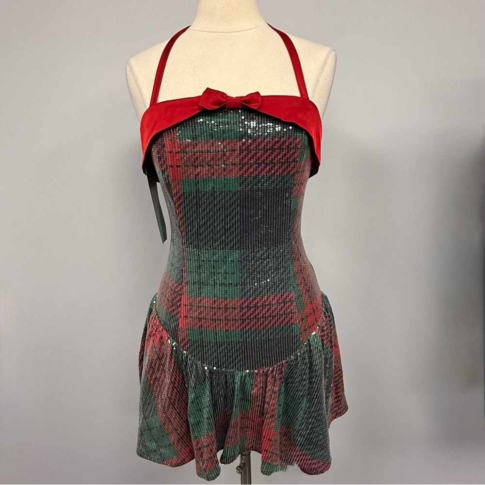 Johnny Wujek x JCPenney Sequin Plaid Party Dress M Scarlet & Sage New With Flaw